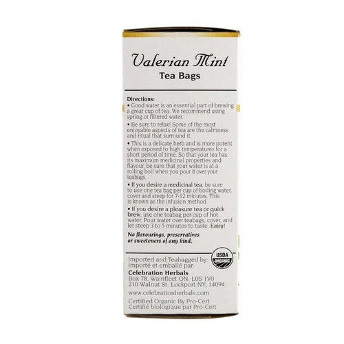 Organic Valerian Mint Tea 24 Bags By Celebration Herbals