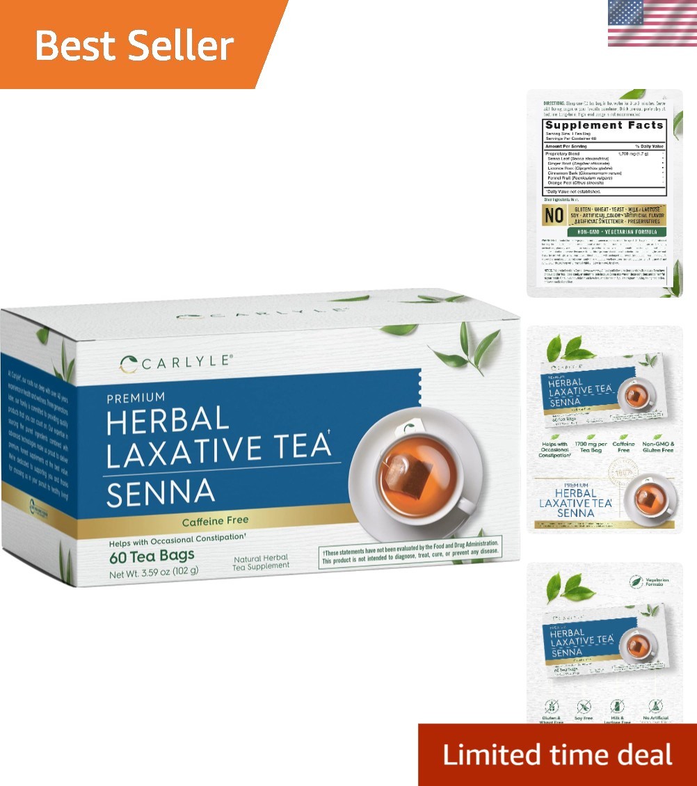 Caffeine-Free Senna Leaf Tea – 60 Tea Bags to Soothe Occasional Constipation