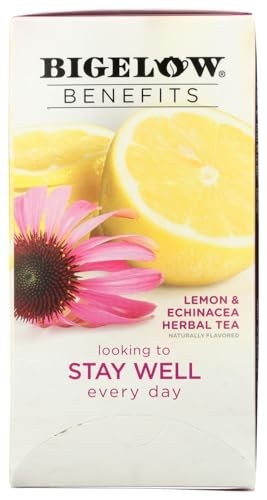 Bigelow Benefits Herbal Tea Lemon & Echinacea – 18 Per Box – (3) Boxes Total