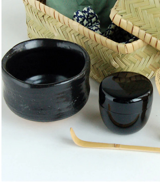 Portable Matcha Set – Traditional Tea Ceremony Set with Bamboo Basket |YOUBI 黒天目