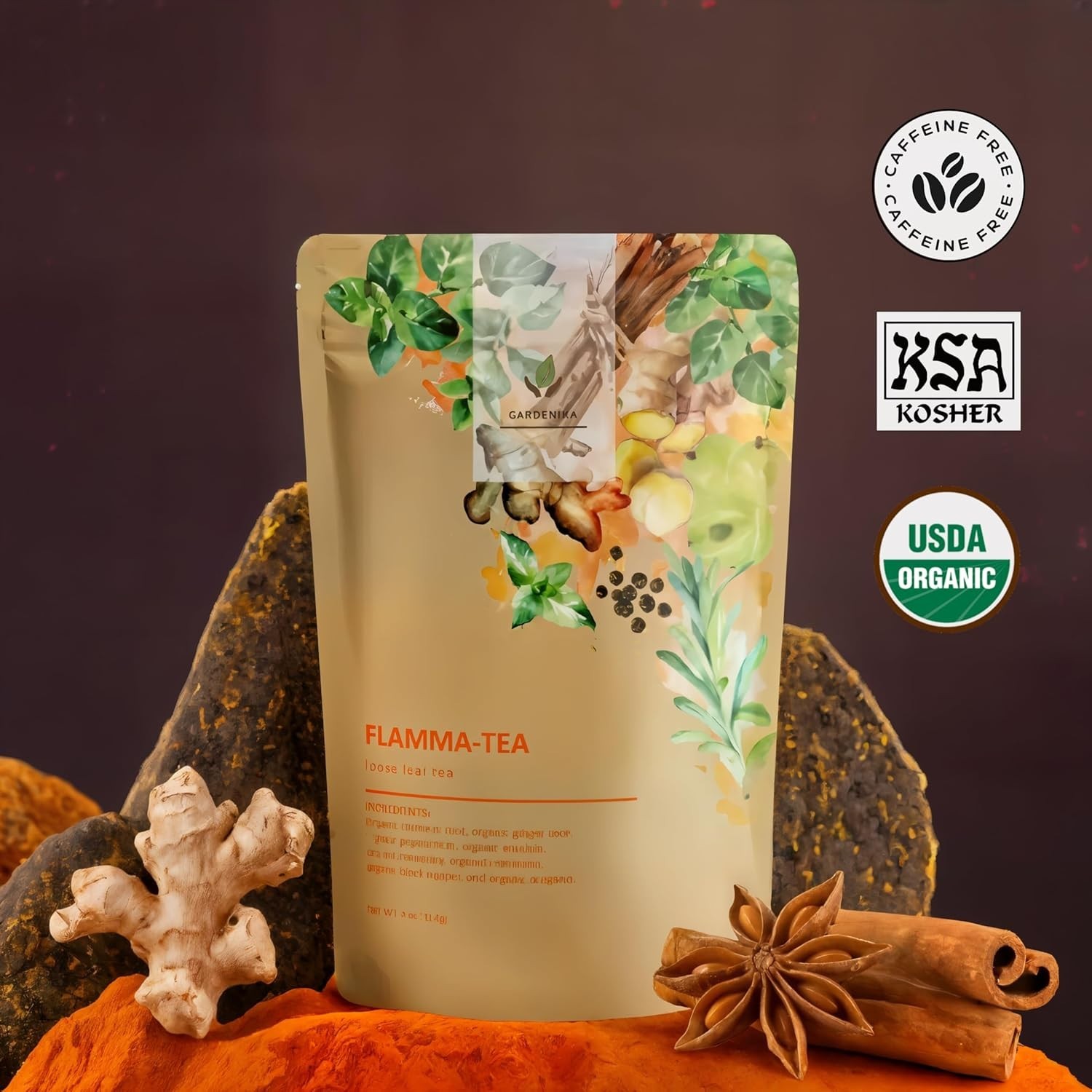 Gardenika Organic Flamma-tea Loose Leaf Turmeric Ginger Tea | with Cinnamon …