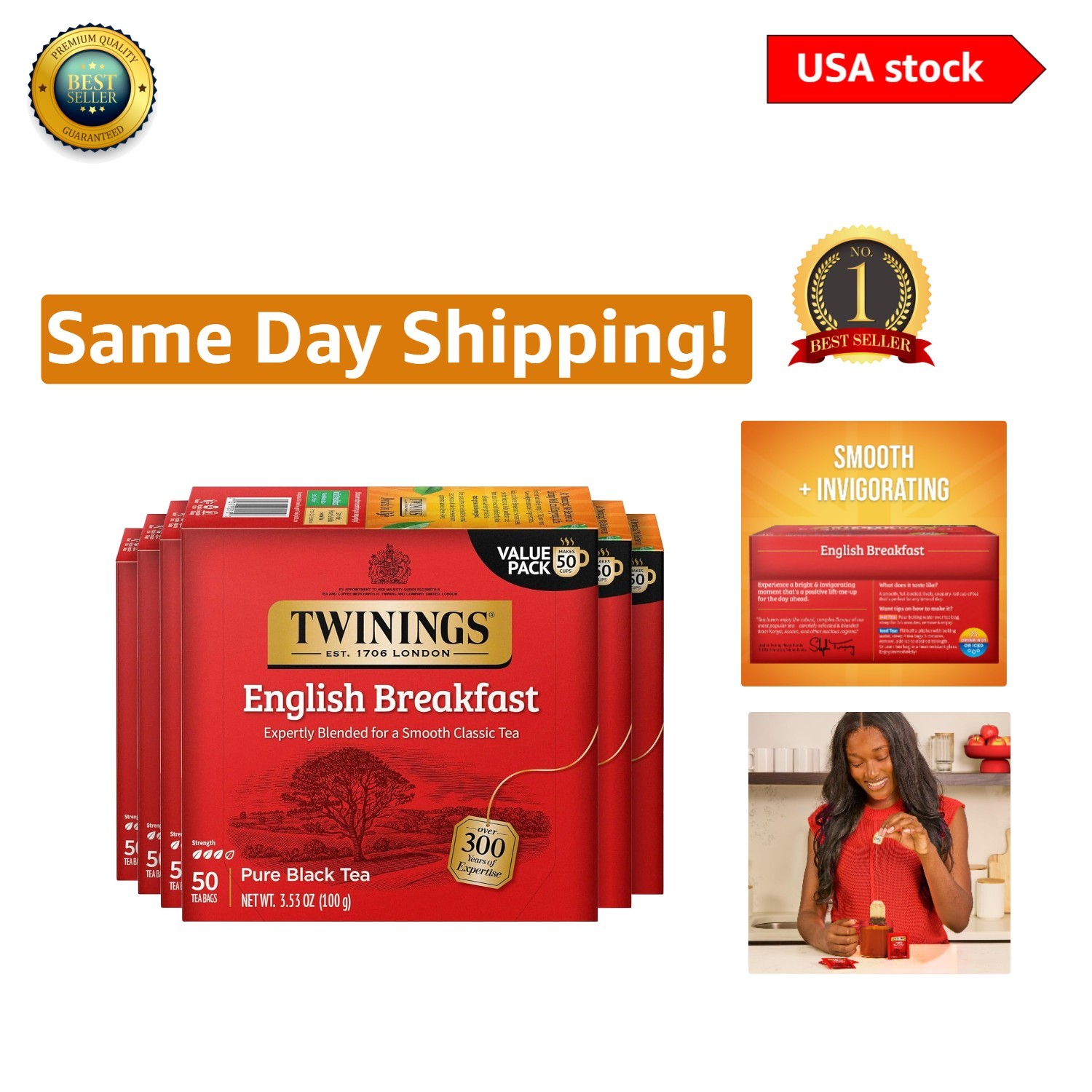 Individually Wrapped English Breakfast Tea Bags – 300 Count of Flavorful Moments