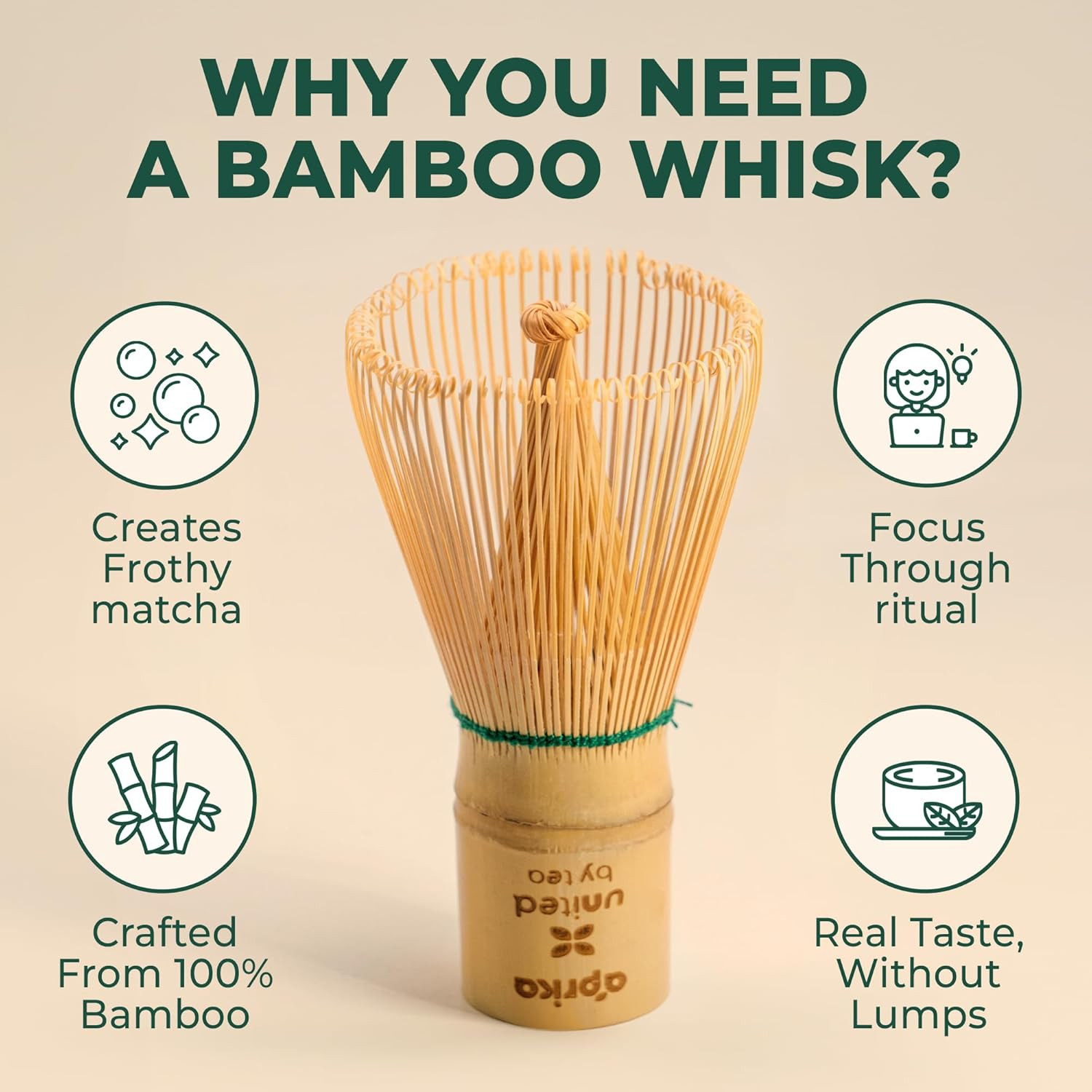 Matcha Whisk – 100 Prong Bamboo Chasen | Traditional Japanese Tea Whisk for Matc