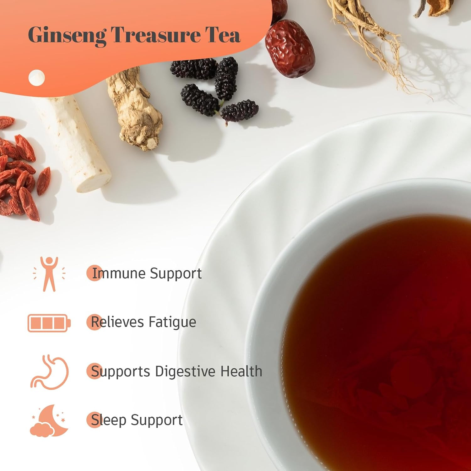 Kidney Tea Formula Ginseng Six Treasure Tea, Traditional Chinese Herbal Tea Bags