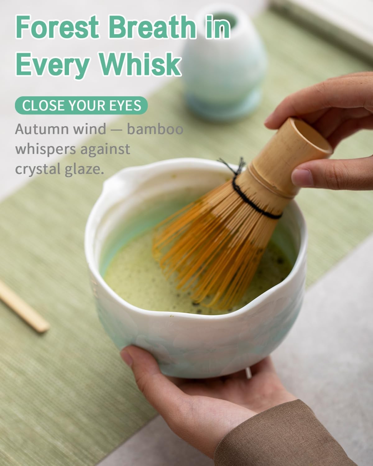 Natural Crystal Flower Matcha Set – 4 Pcs Food Grade Matcha Kit with Spouted