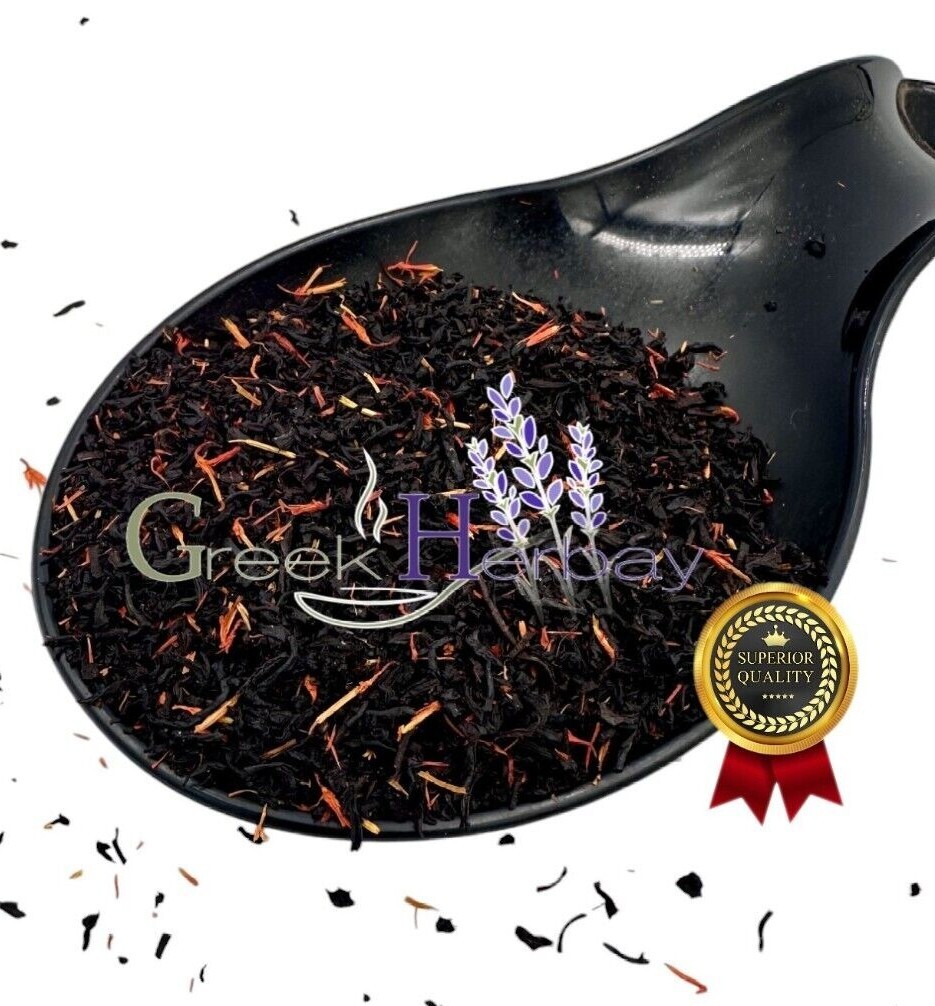 Black Tea Red Saffron Loose Leaves Blend 20g-1.9kg Krokos Kozanis in Filaments