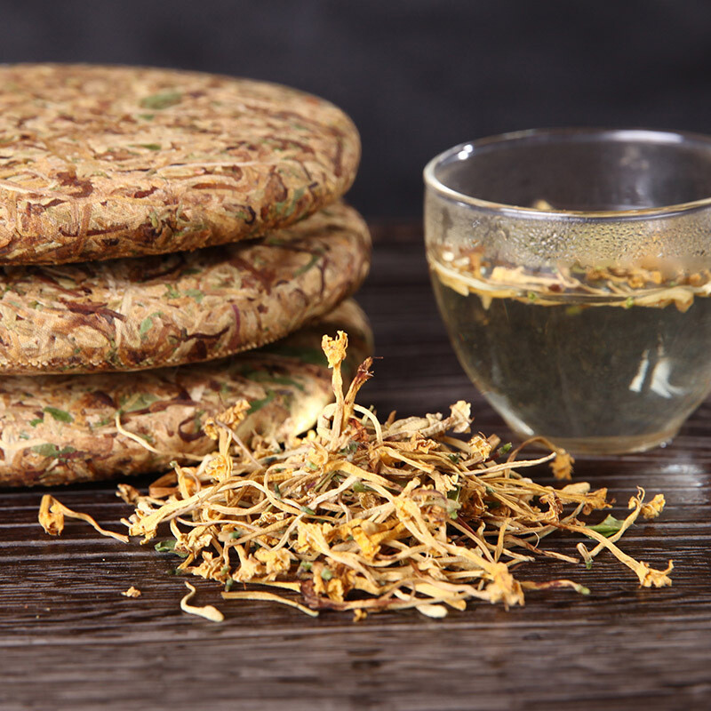 200g High Quality Honeysuckle Tea Cake Squeezing Process Scented Tea Chinese Tea