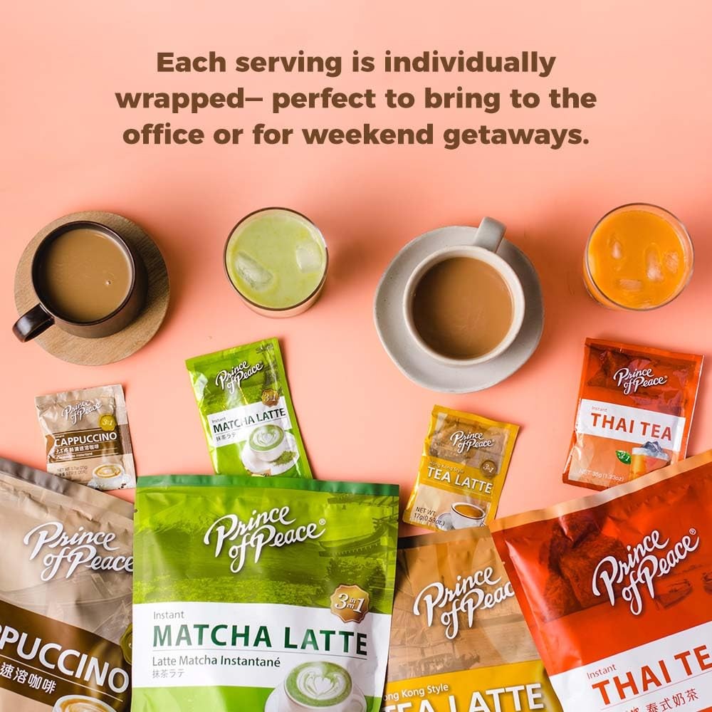 Prince of Peace 3 in 1 Matcha Latte Instant Beverage, 1.06 Ounce (Pack 12)