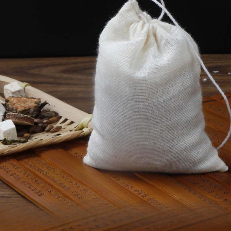 50pcs 10x15cm Cotton Tea Bags Gauze Filter Bags Drawstring Tea Bags Marinade Bag