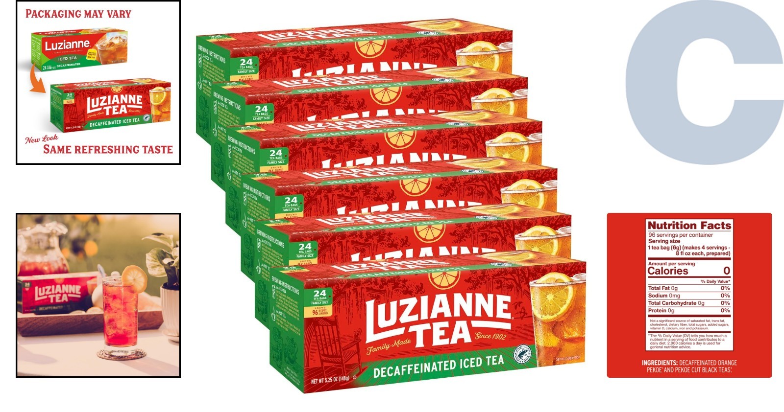 Authentic Southern 144ct Decaffeinated Iced Tea Bags – Family Size, Unsweetened