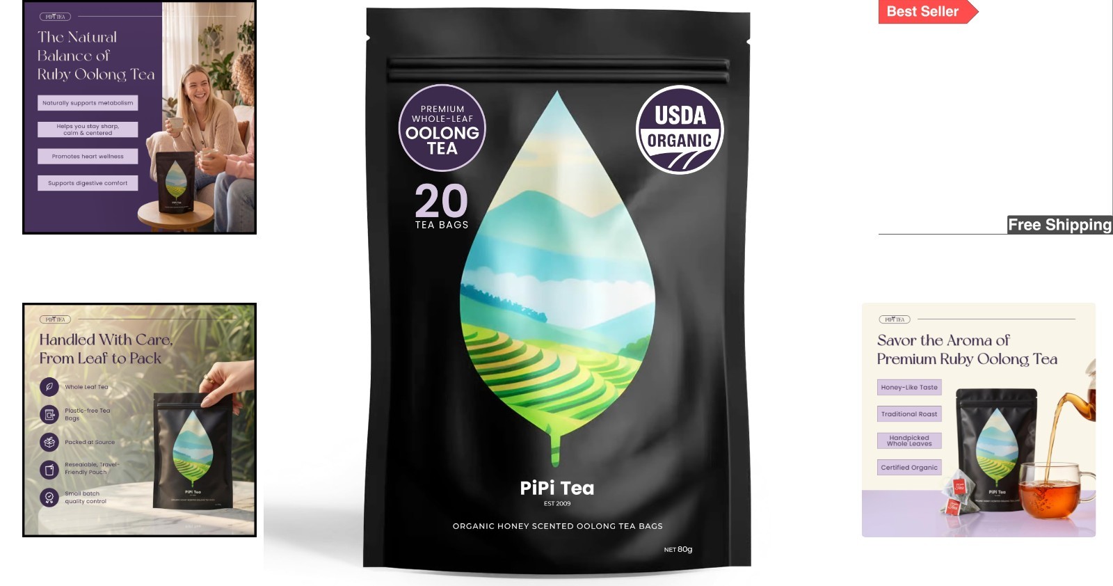 Whole Leaf Oolong Tea – 20 Organic Bags for Stress Relief & Weight Loss
