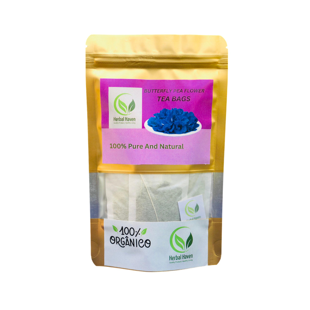Premium Butterfly Pea Flower Tea Bags 100% Natural & Pure Herbal Blue Tea Drink
