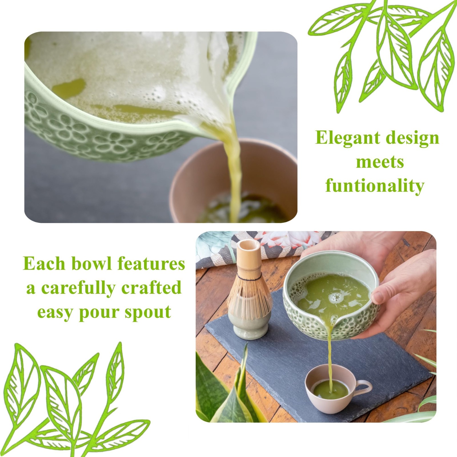 Matcha Kit – Complete Matcha Set with Bamboo Whisk, Bowl with Spout, Scoop