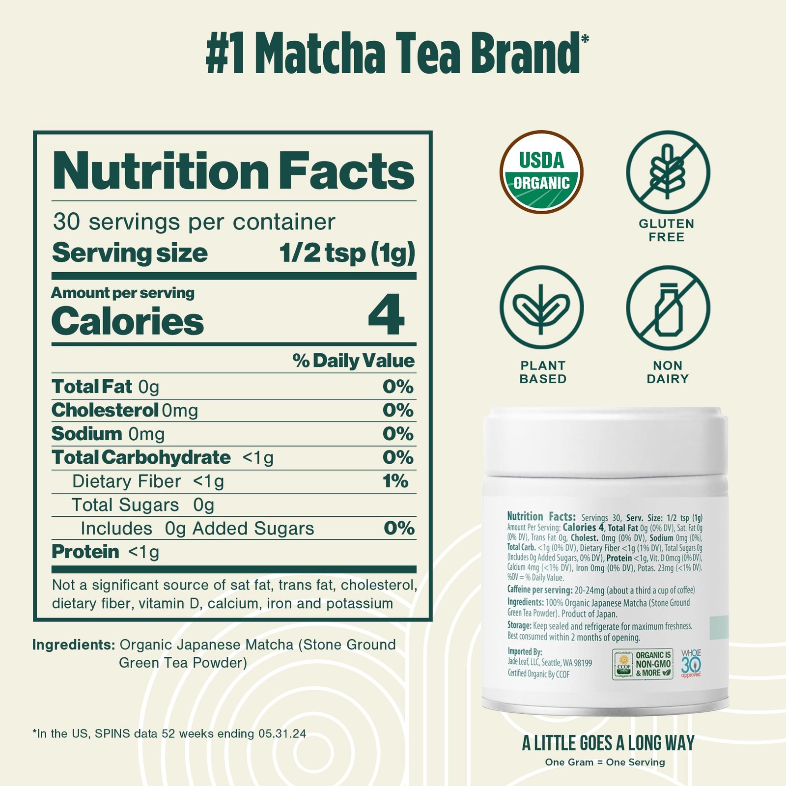 Jade Leaf Matcha Organic Barista Blend Ceremonial Grade Matcha Green Tea Powder