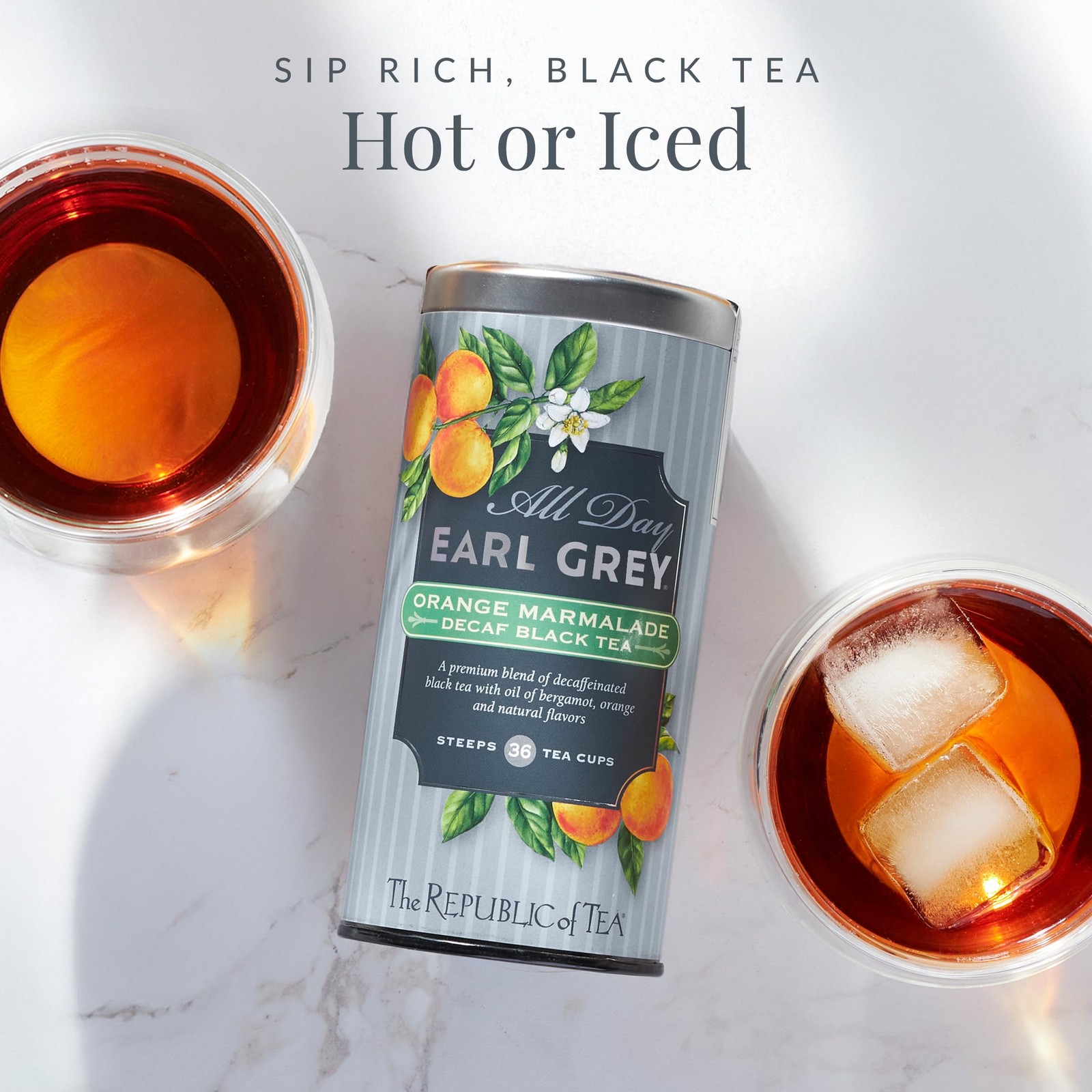 All Day Earl Grey Orange Marmalade Decaf Black Tea Bags Decaffeinated 36 Serving