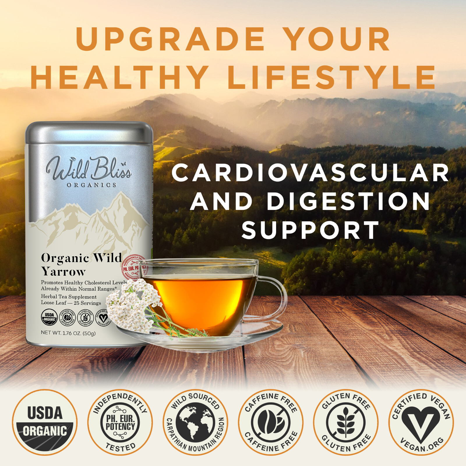Organic Wild Yarrow Tea – Caffeine Free Herbal Tea – Pharmacopoeia Potency