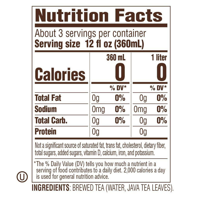 Tejava Black Iced Tea, Original Unsweetened, 12 Pack, 1L Glass Bottles, No Sugar