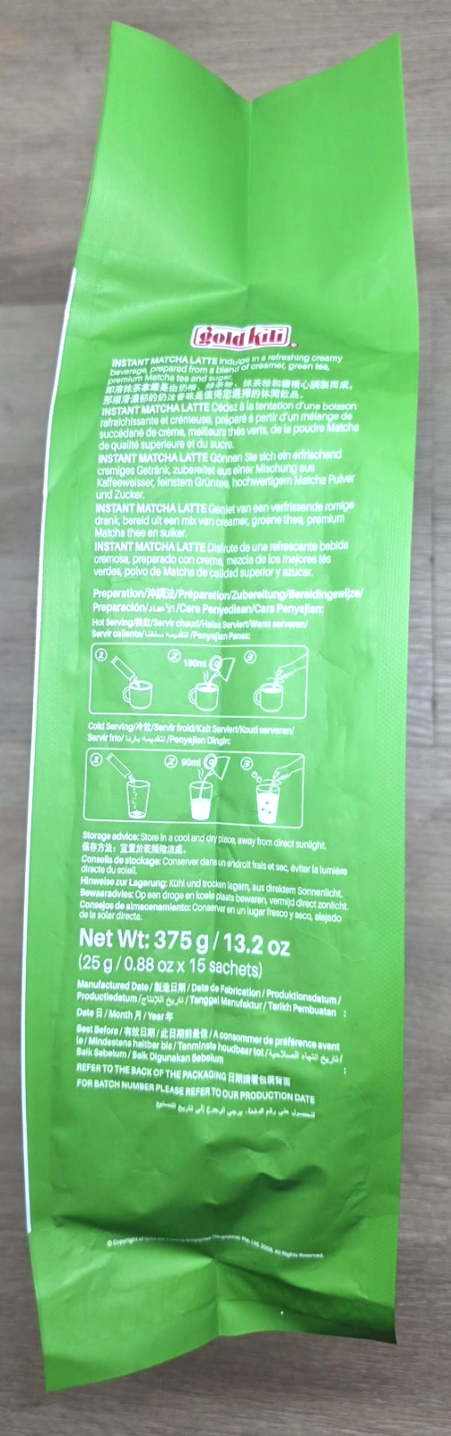 Gold Kili Matcha Latte | Instant Powder Mix | Japanese Style | 15 Sachets 375g