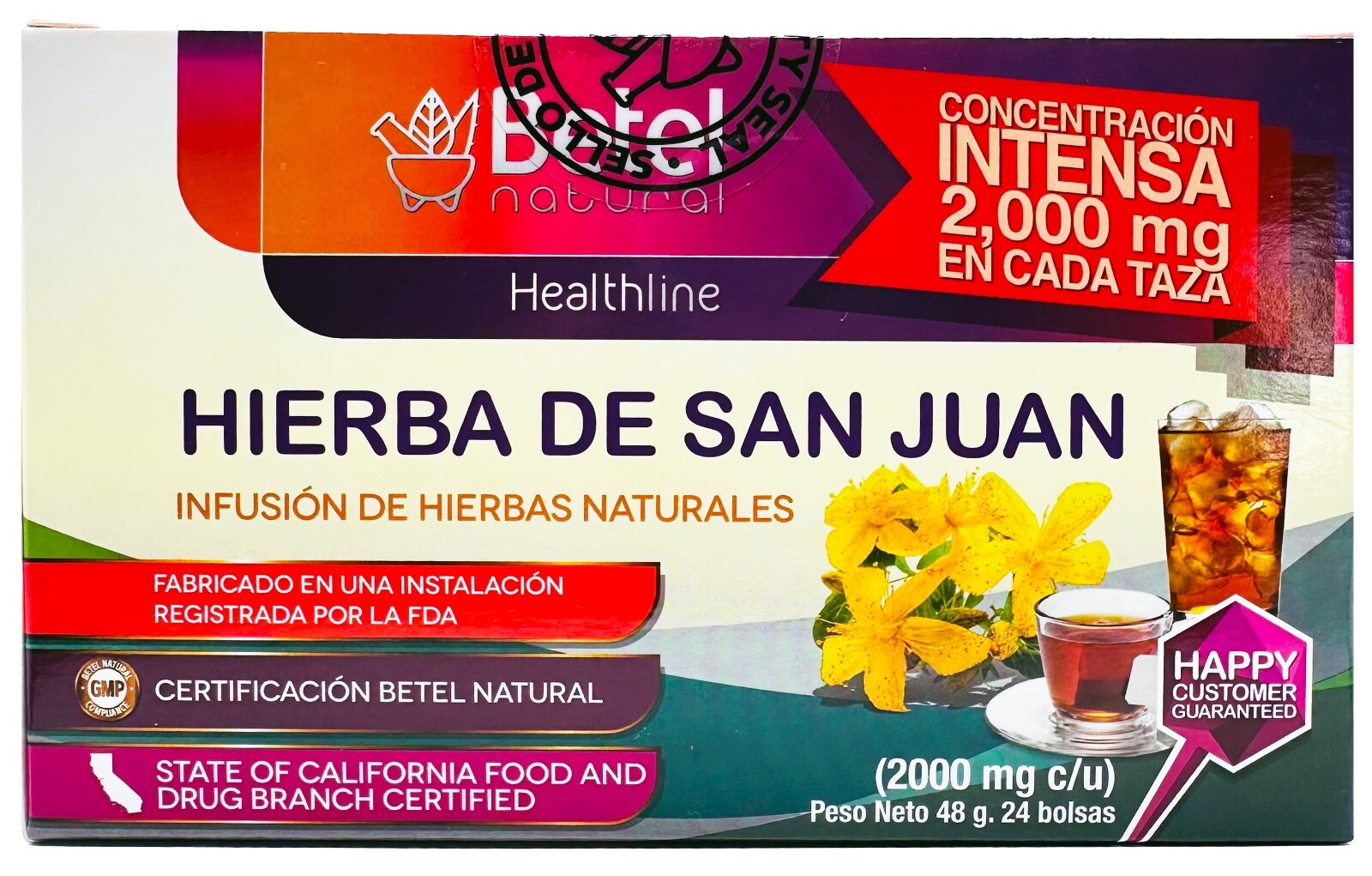 Premium Hierba de San Juan Te by Betel Natural – St Johns Wort – 2 Grams Per Tea