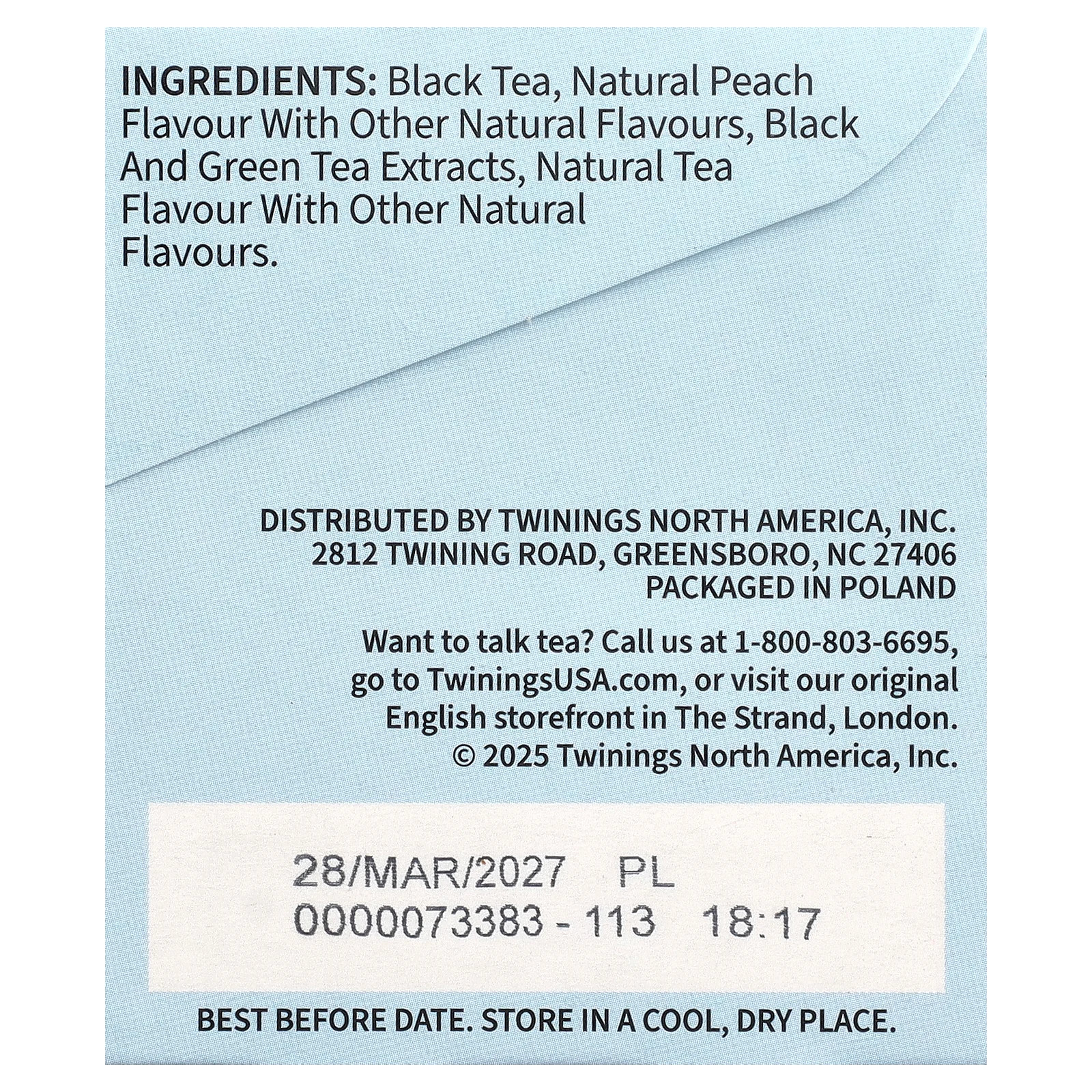 Cold Brewed Iced Tea, Black Tea, Unsweetened, Peach, 20 Single Serve Tea Bags,