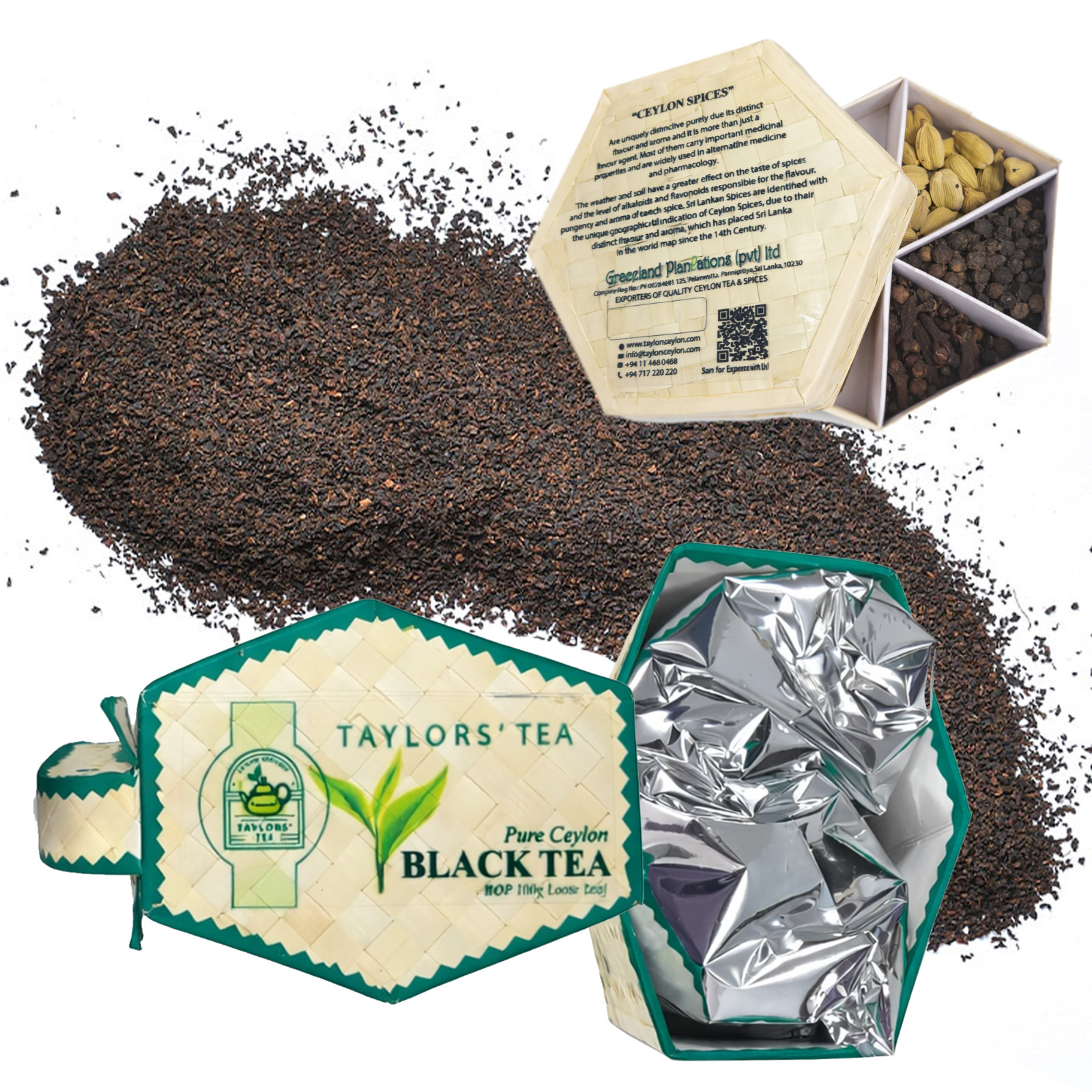 Ceylon Black Tea & Spice Kit DIY Masala Chai Gift Set 2 Handwoven Boxes