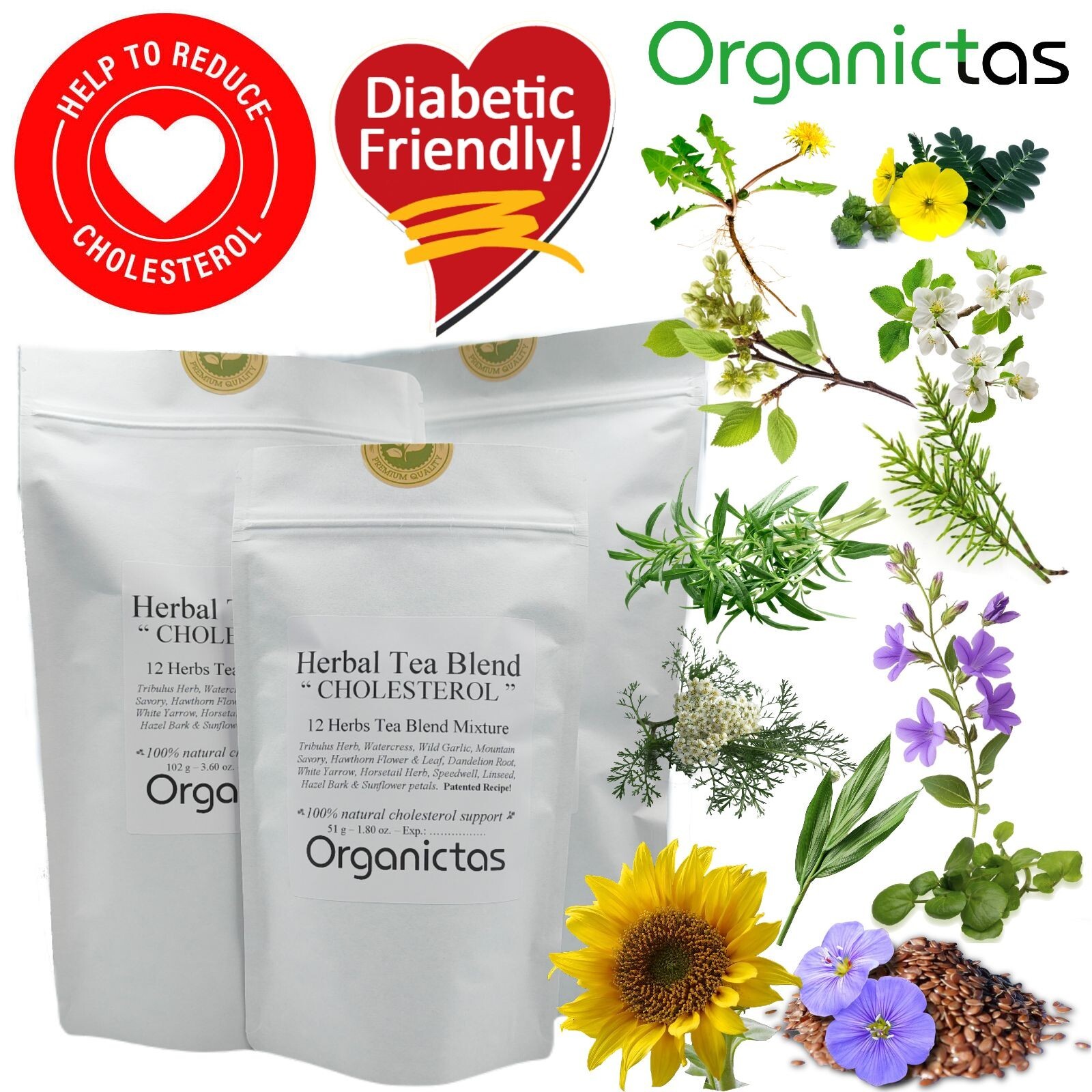 Herbal Tea for High and Bad Cholesterol – 12 organic herbs herbal diet support