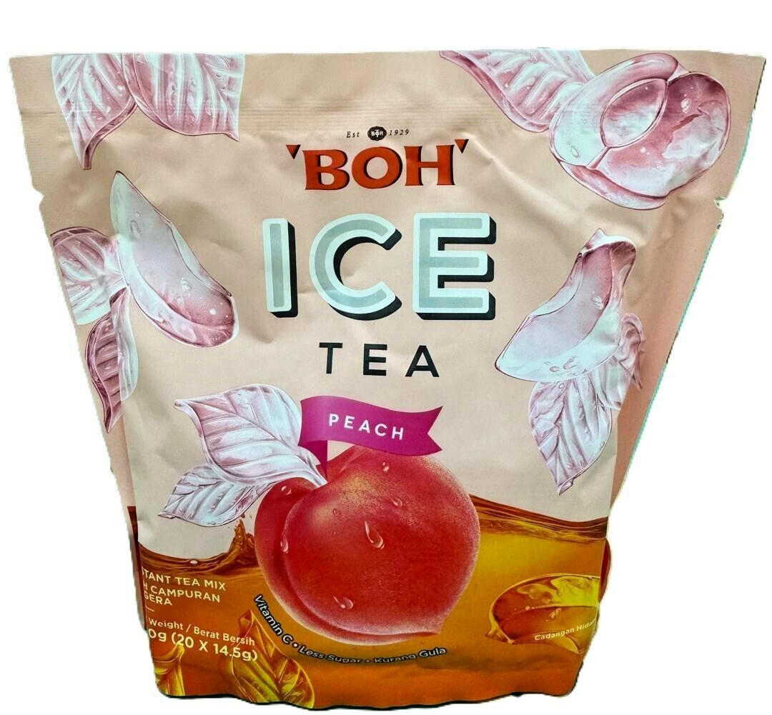 Boh Ice Tea Instant Mix Peach Flavour Vitamin C Less Sugar 20s x 14.5g – 1 Pack