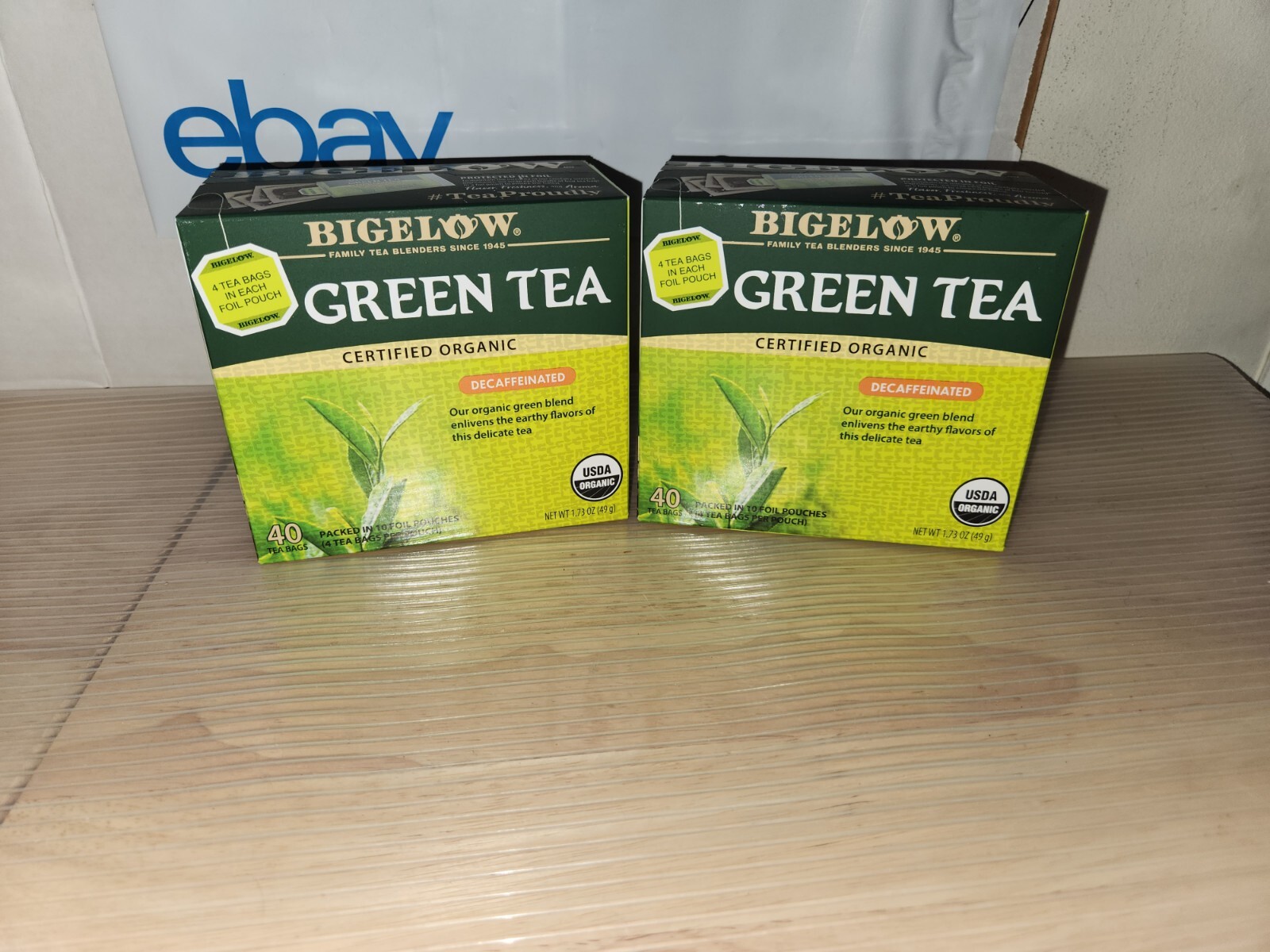 (2) Bigelow Organic Decaffeinated Green Tea | 40 Tea Bags Each | 1.73oz Lot Of 2