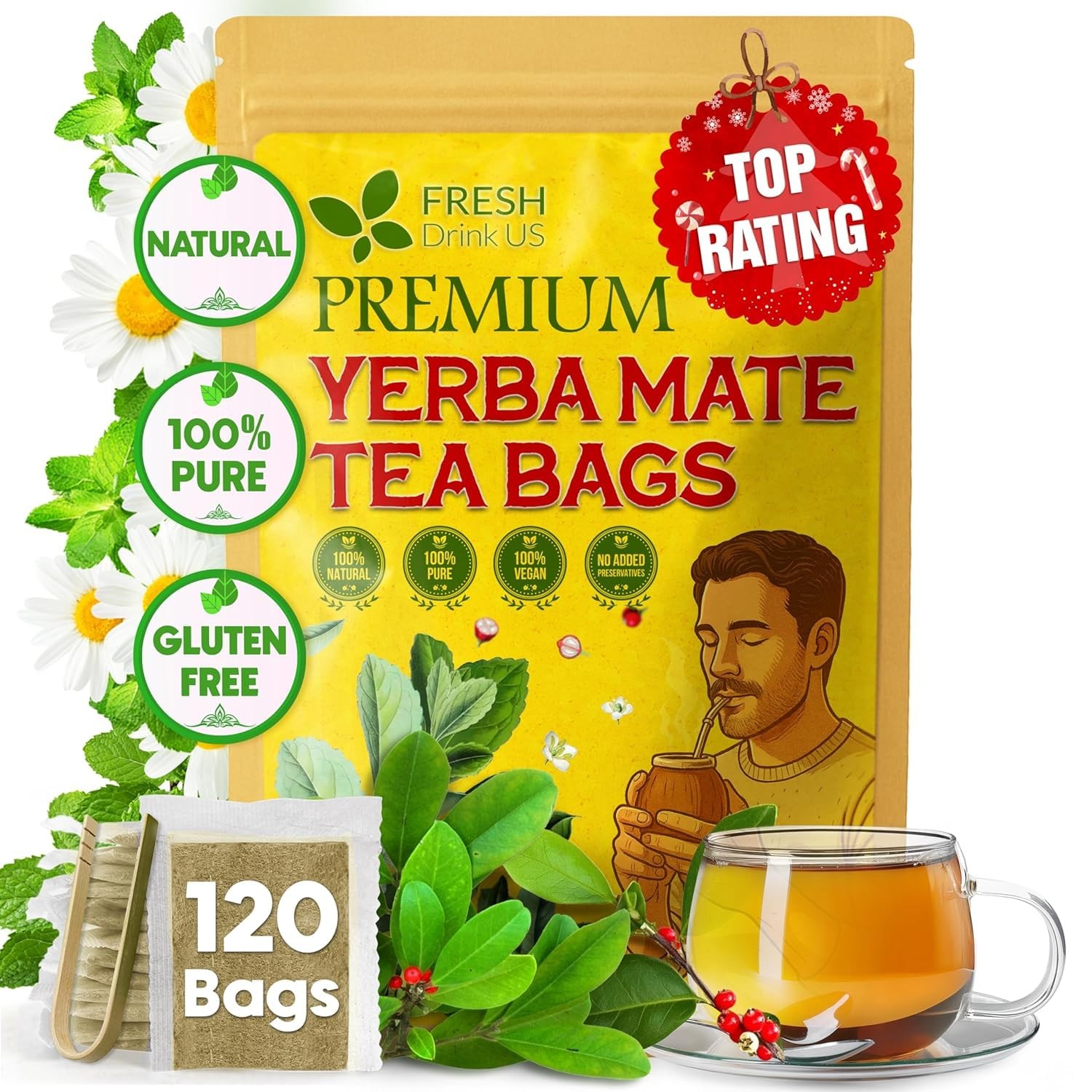 , Yerba Mate Tea Bags | 120 Tea Bags | Traditional South American Herbal Tea …