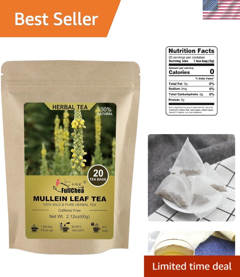 Easy Brew Mullein Leaf Tea Bags – 20 Counts, Earthy Flavor & Natural Benefits