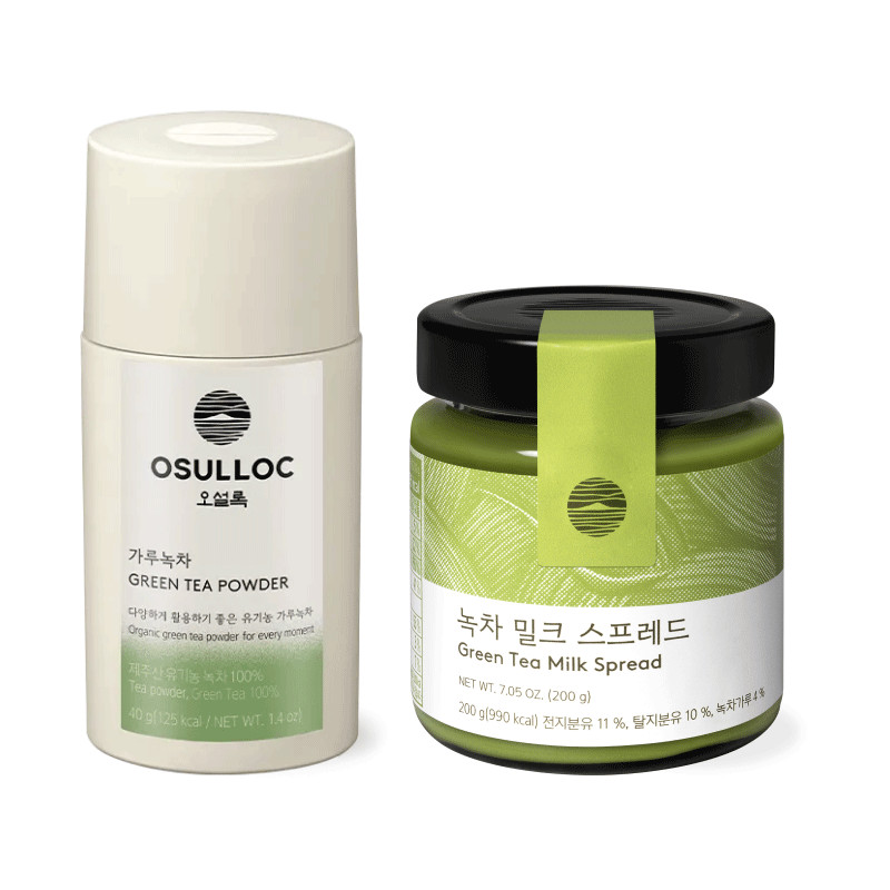 OSULLOC Korean Matcha Powder & Green Tea Milk Spread Set | Home Café Dessert