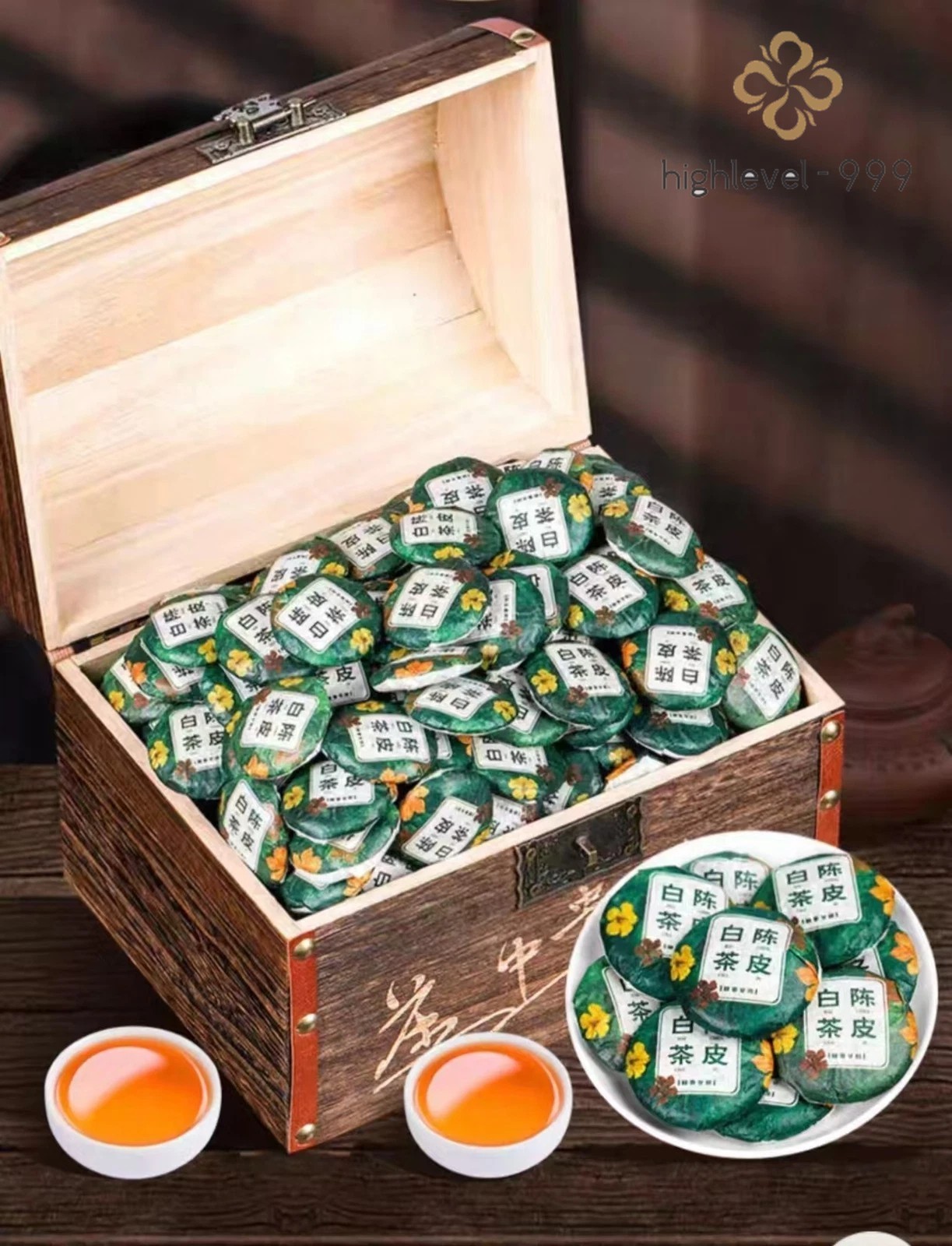 FuDing Dried tangerine white tea orange peel Shou Mei White Tea small cake tea