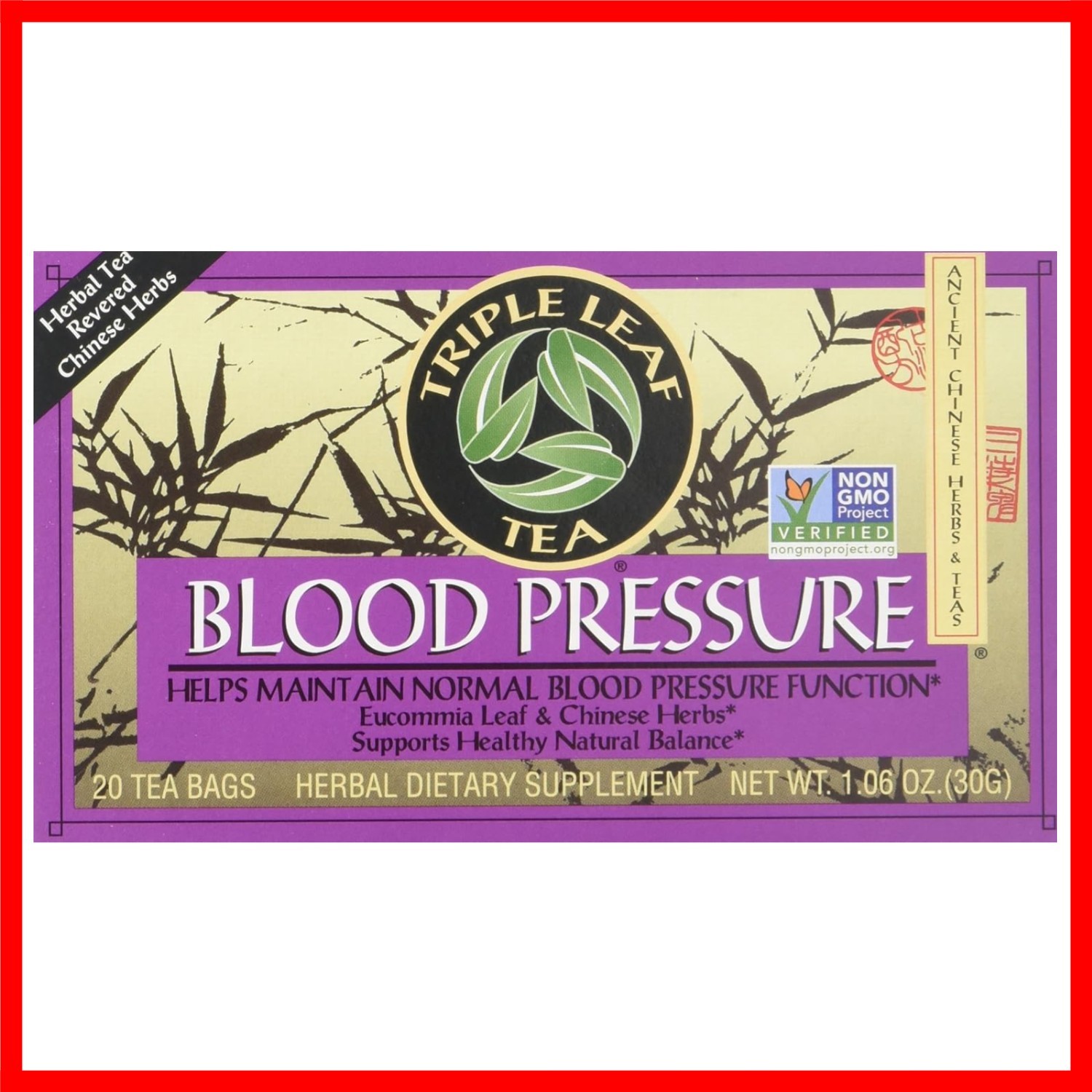 Blood Pressure Tea Bags, 1.06 Ounce 20 Count Pack of 3