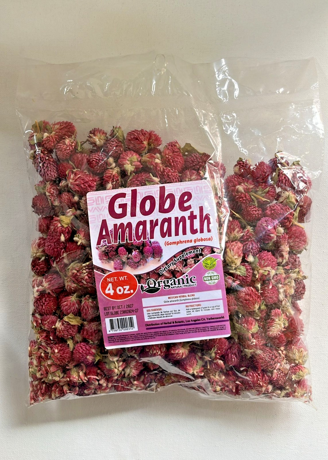 Globe Amaranth/Amaranto Globo 4oz -Organic Mexican Herbal Tea/Té Natural Hierbas
