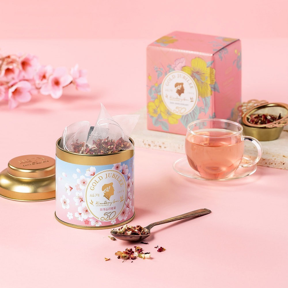 Ssanggye Korean Cherry Blossom Green Tea Blend 10 Bags Collectible Tin