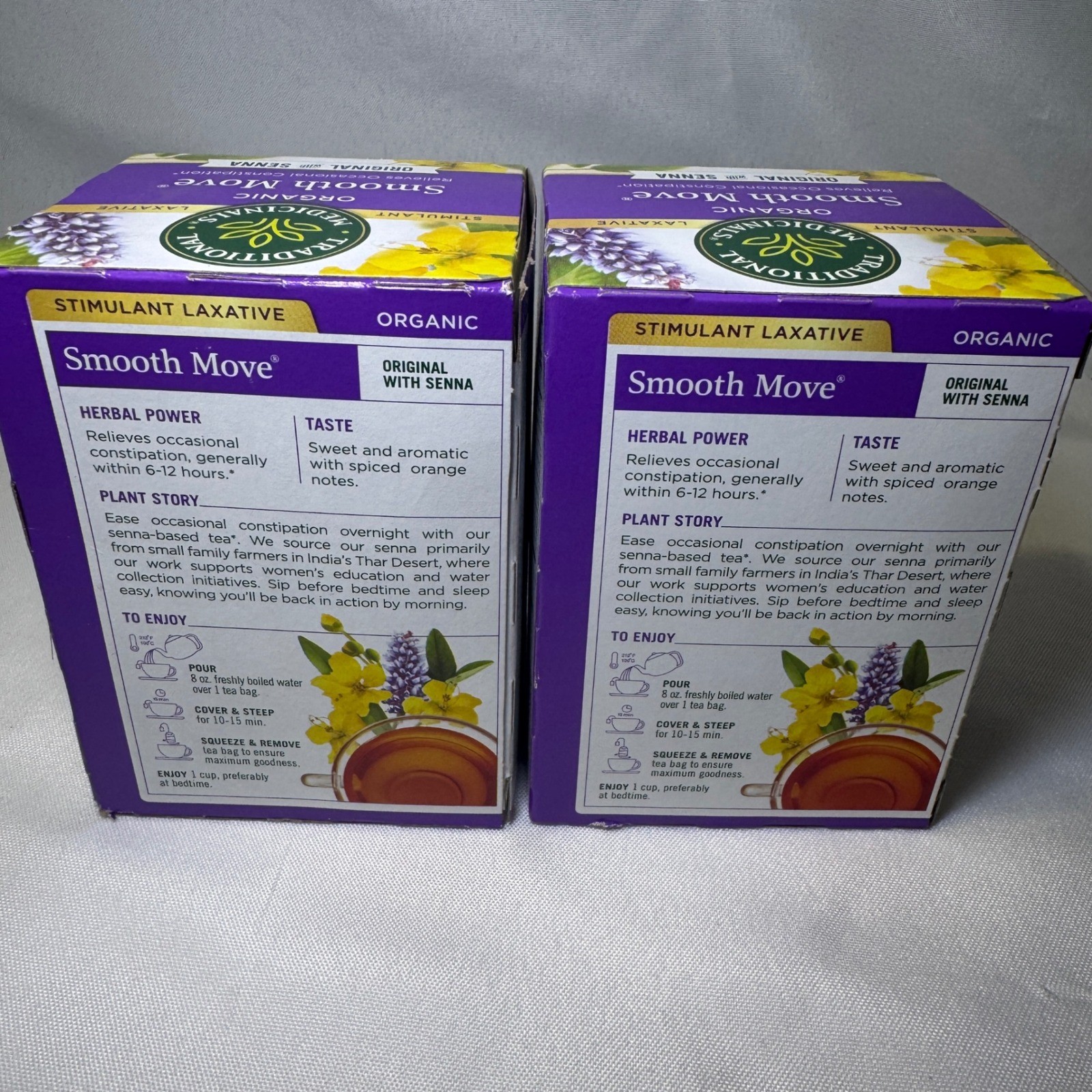 Traditional Medicinals Organic Smooth Move Tea Original with Senna 2 Boxes 32ct