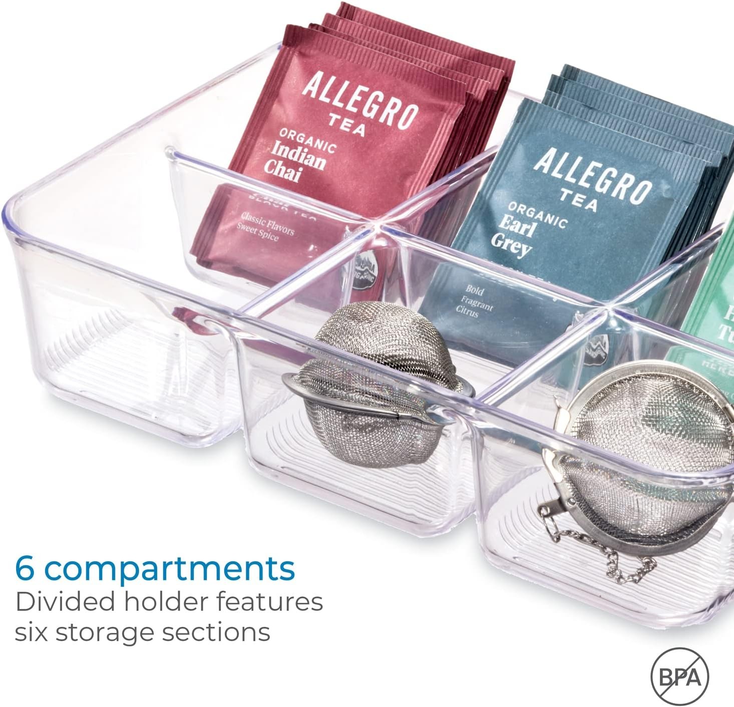 Clear Tea Bag & Sugar Packet Organizer Drawer Cabinet/Kitchen Countertop