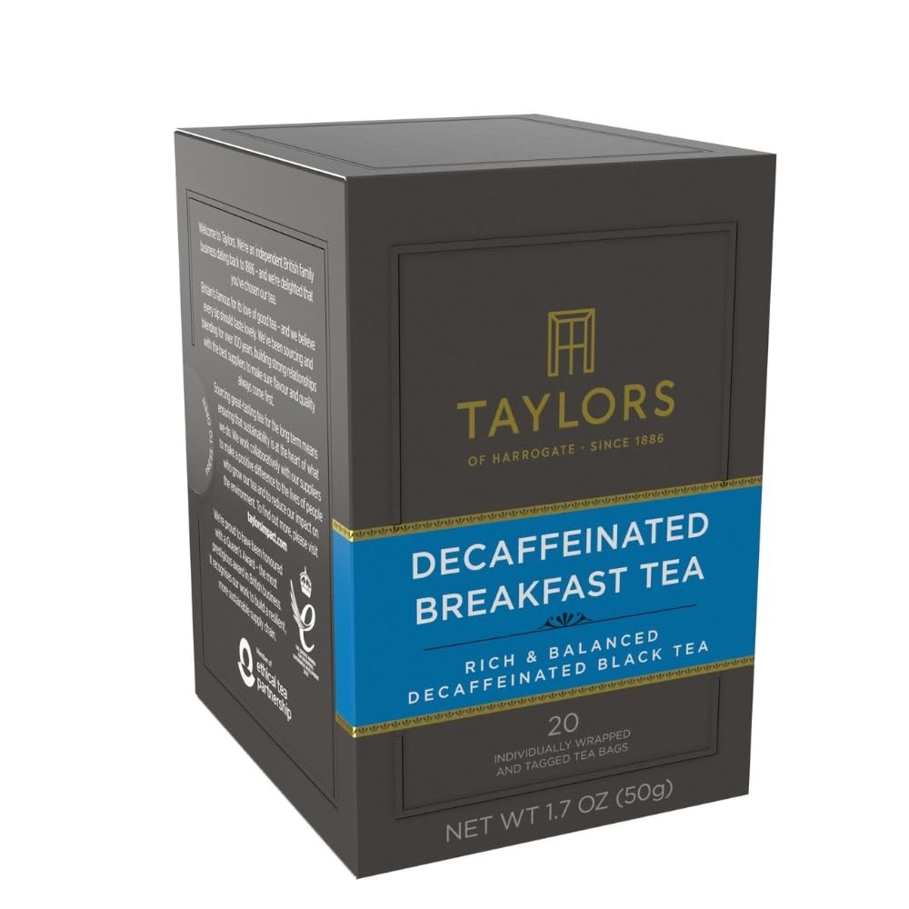 Natural Decaf Breakfast Black Tea – 20 Conveniently Wrapped Bags, Mildly Sweet