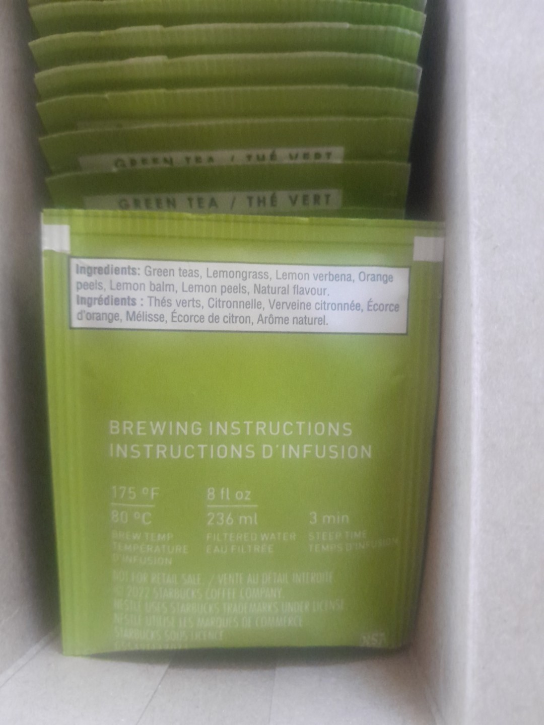 6x Teavana Jasmine Citrus Green Tea 24ct. Filterbags Best Before:11/26/25