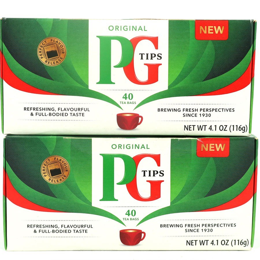 PG Tips Black Tea, Non-Pyramid Tea Bags, 40 Count, Best By: 11/2025, (2 Boxes)