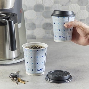 Disposable Hot Cups with Lids, Insulated Paper Coffee Cups for Tea, Cocoa and