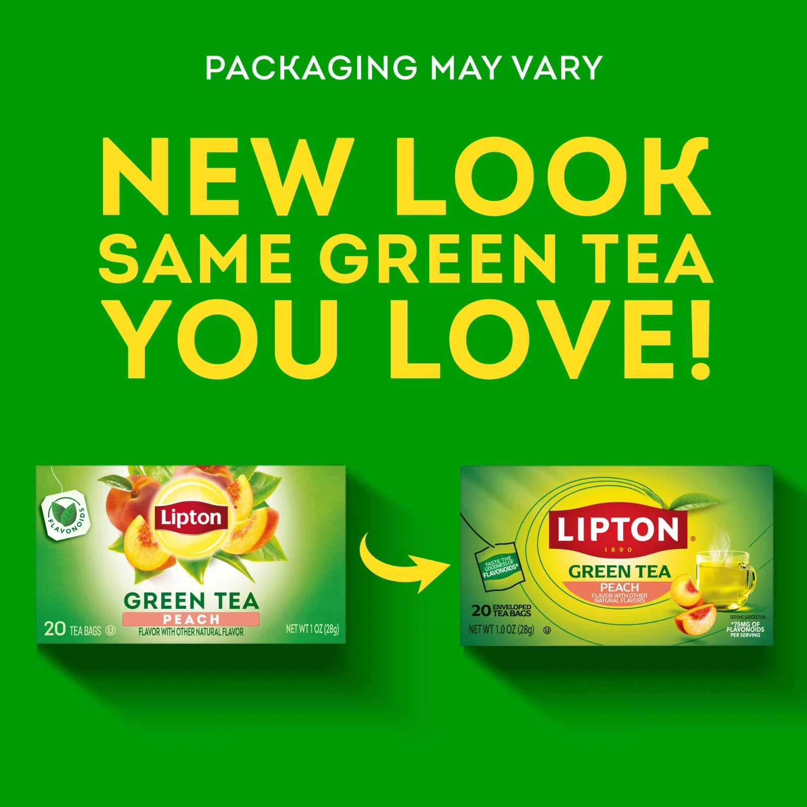 Lipton Peach Green Tea Bags, 20 Count