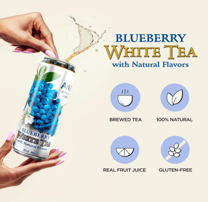 AriZona Blueberry White Tea – Big Can, 22 Fl Oz (12 Pack)