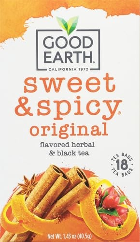 Good Earth Herbal Black Tea Cinnamon Orange 18 Count Gluten Free Kosher