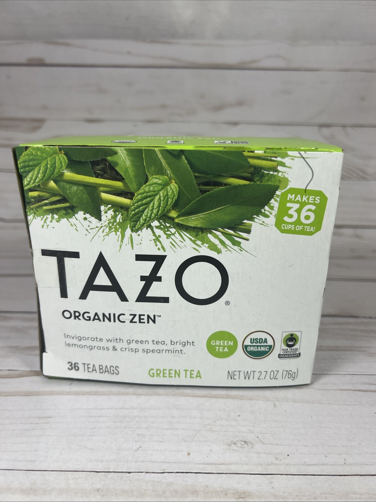 Tazo Organic ZEN Green Tea 36 Bags Lemongrass Spearmint 12/2026