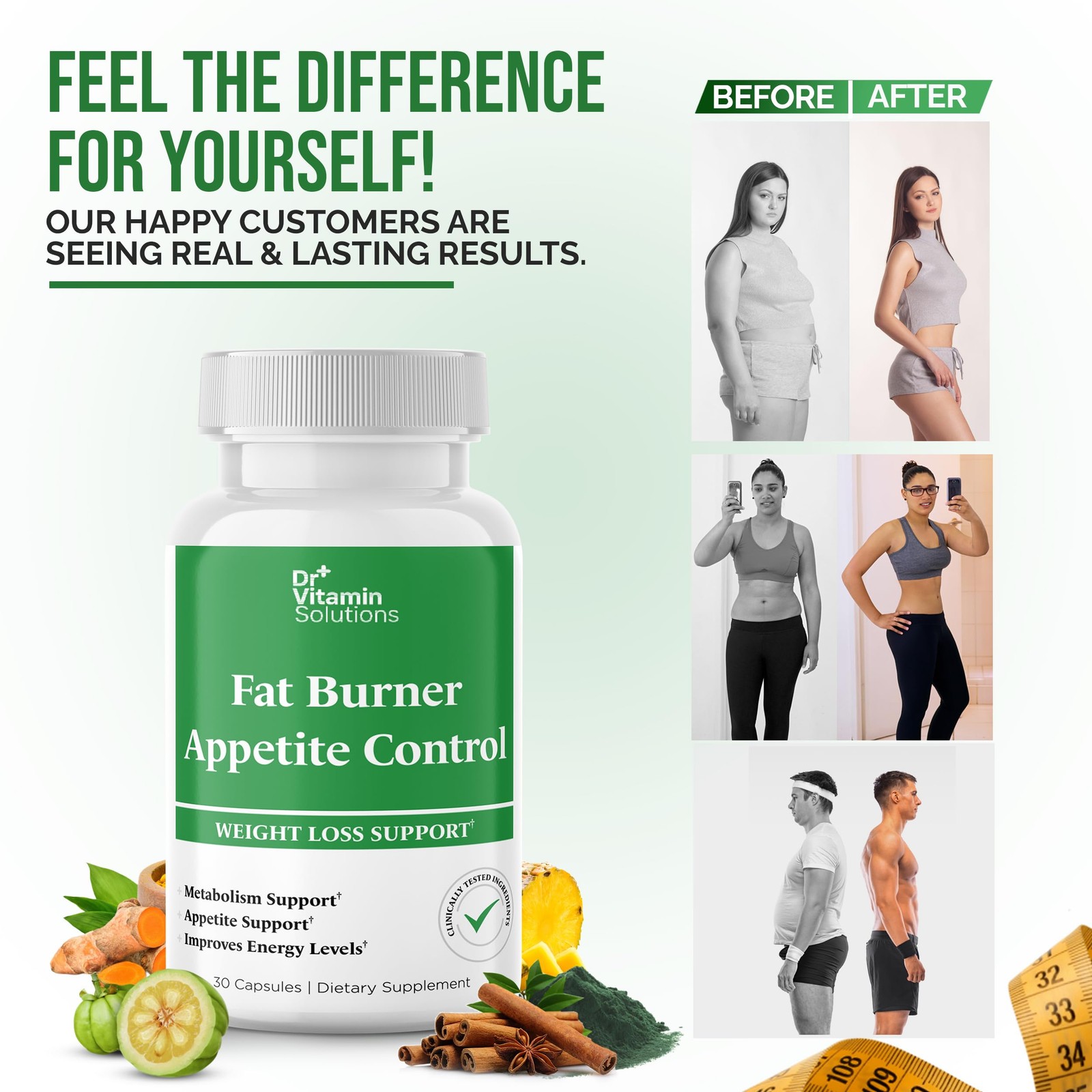 Fat Burner & Appetite Control Weight Loss Supplements for Women & Men – Metab…