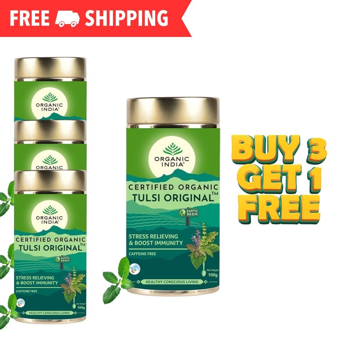 4x Tulsi Original Fresh New Tea Organic India 100gram-Free Shipping