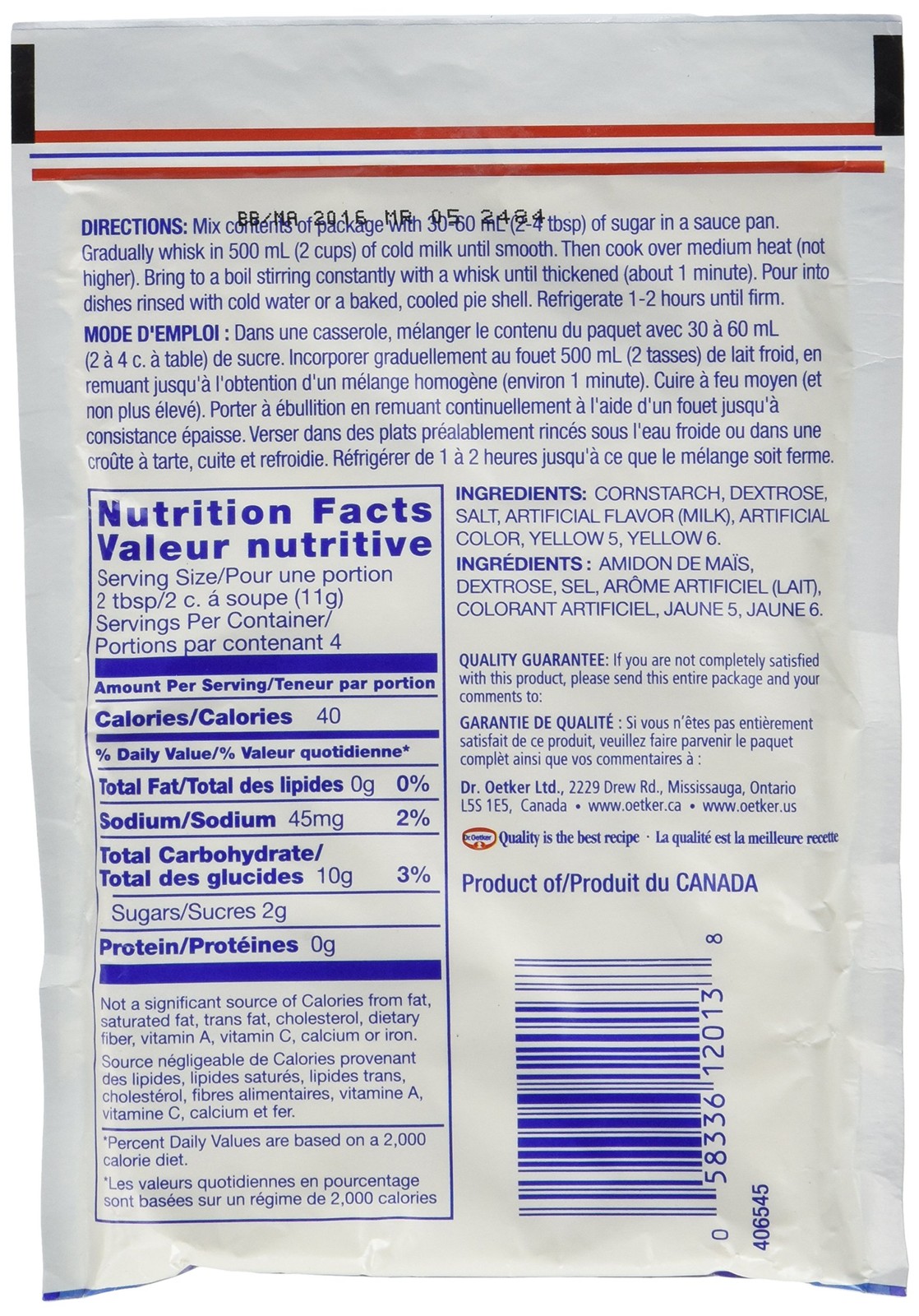 Vanilla Pudding Powder Pack Of 3 Imported From Canada 1.51 Ounce Each