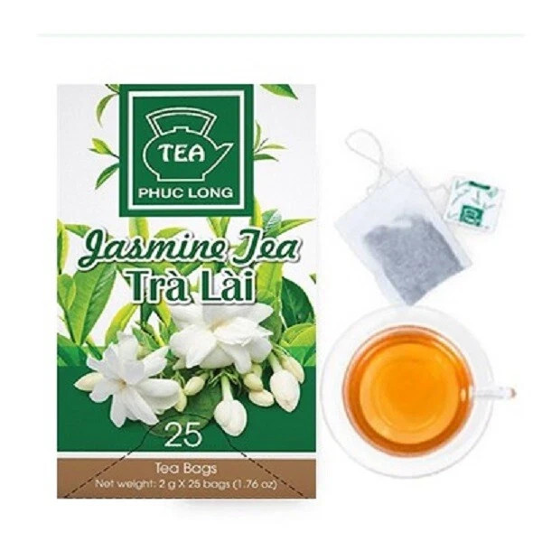 25 Phuc Long Tea Bags Vietnam Oolong, Green, Lotus, Peach, Jasmine, Lychee Back