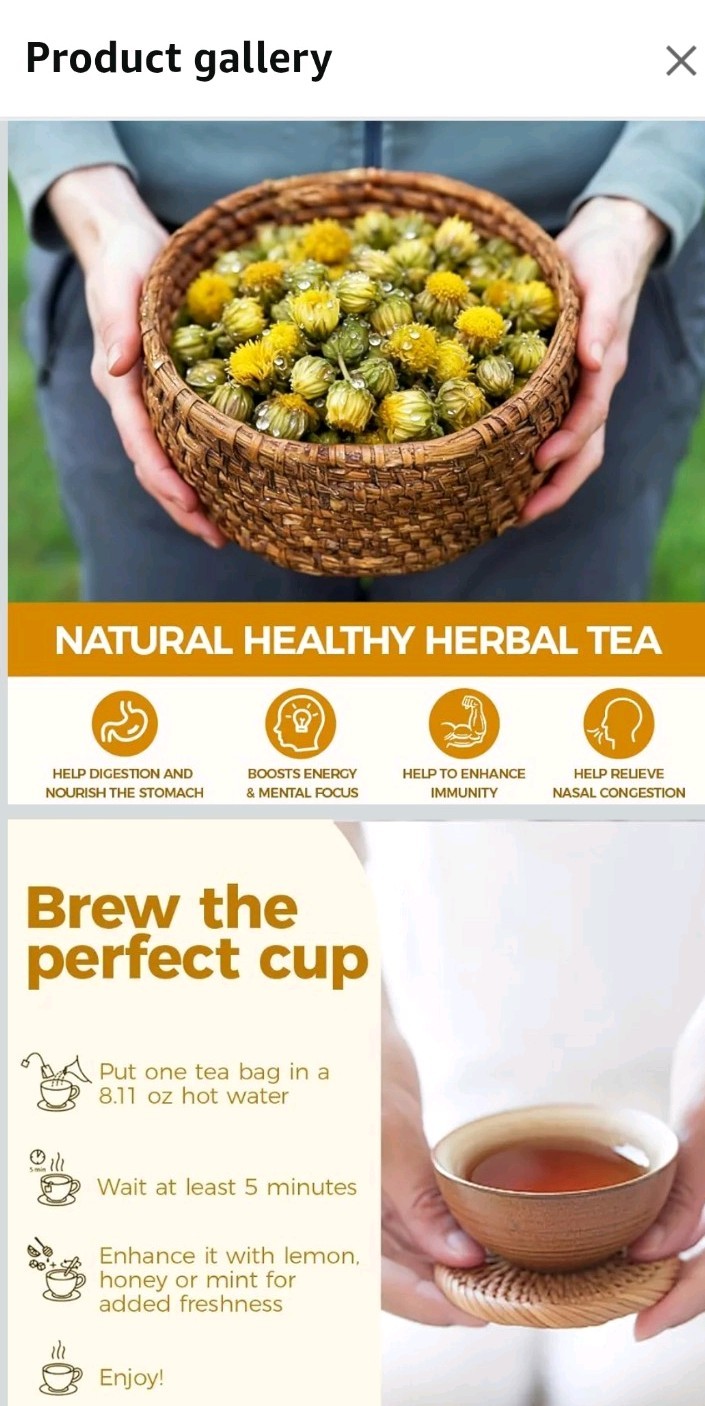 Natural Chrysanthemum Tea Bags Premium Flower Tea 5.29 ounce 45 bags .